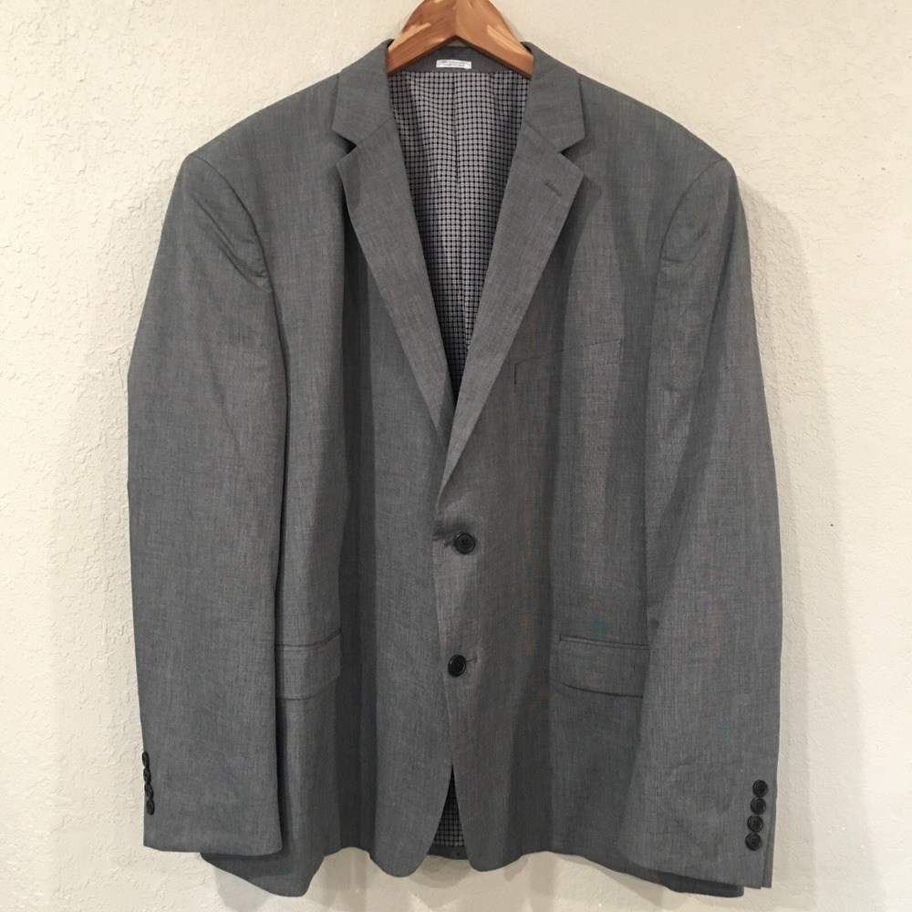 Saddlebred Men Sz 50R Suit Blazer Gray 100% Cotton Wedding Formal Jacket Career